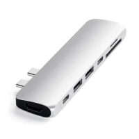 Ilustracja Satechi Pro Hub Adapter - Aluminiowy Hub z Podwójnym USB-C do MacBook Silver