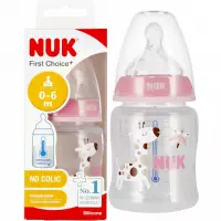 Ilustracja produktu Nuk Butelka z Wskaźnikiem temp. 150 ml 0-6m First Choice+ Różowa 527894