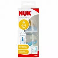 Ilustracja produktu Nuk Butelka z Wskaźnikiem temp.150 ml 0-6m First Choice + Niebieska 527886