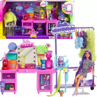 Ilustracja Mattel Barbie Extra Moda Zestaw Toaletka ze Światłem Lalka + Akcesoria GYJ70