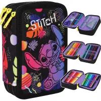 Ilustracja produktu CoolPack Jumper 3 Piórnik Trzykomorowy z Wyposażeniem Stitch Black F067886