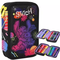 Ilustracja produktu CoolPack Jumper 2 Piórnik Dwukomorowy Z Wyposażeniem Stitch Black F066886