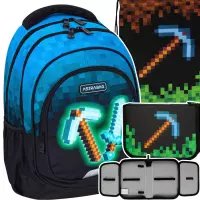 Ilustracja Astrabag Zestaw Szkolny Pixel Blue 3el. Plecak 502024092 + Worek 507024048 + Piórnik 485867