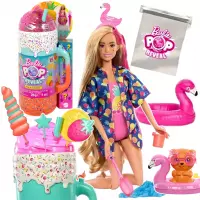 Ilustracja produktu Mattel Lalka Barbie Pop Rev  Zestaw PrezentowyTropikalnie Smoothie HRK57