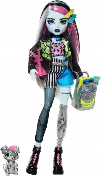 3. Mattel Monster High Lalka Frankie Stein +Zwierzątko Piesek Watzie HXH73