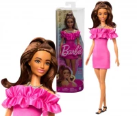 1. Mattel Lalka Barbie Fashion Różowa Sukienka z Falbanką HRH15 